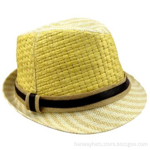 Men's straw hats fedora with paper band